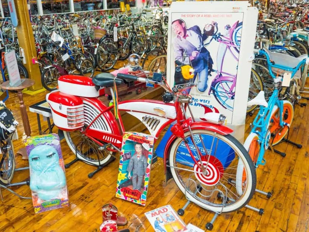 Colorful Pee-Wee Herman themed bicycle and accessories at QuestForDirections store.