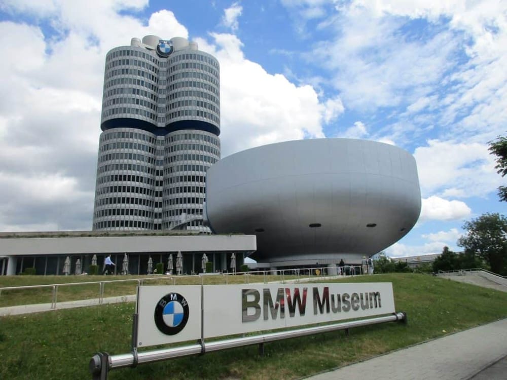 BMW Museum building iconic structure in Munich, Germany, showcasing automotive history and innovation.