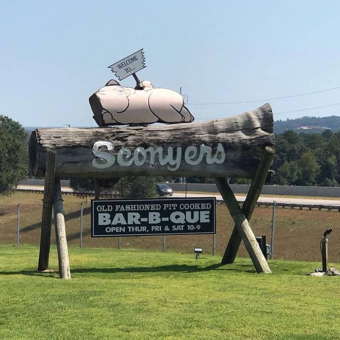Welcoming Sign for Semyers Old-Fashioned Pit BBQ Restaurant in Georgia.