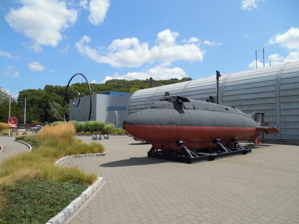 Submarine exhibit outdoor at Quest for Directions museum with historical military artifacts, guided tours, and educational displays.