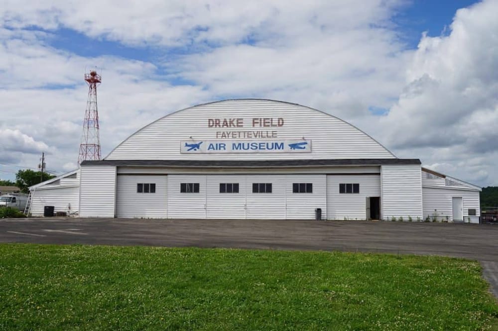 Vintage air museum at Drake Field in Fayetteville featuring historic aircraft displays.