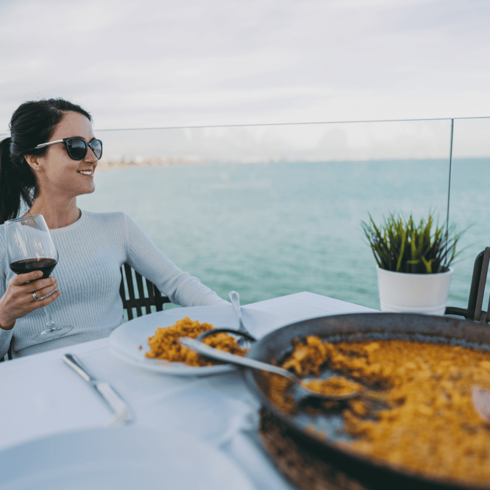 Savor Paella & Wine on a Patio