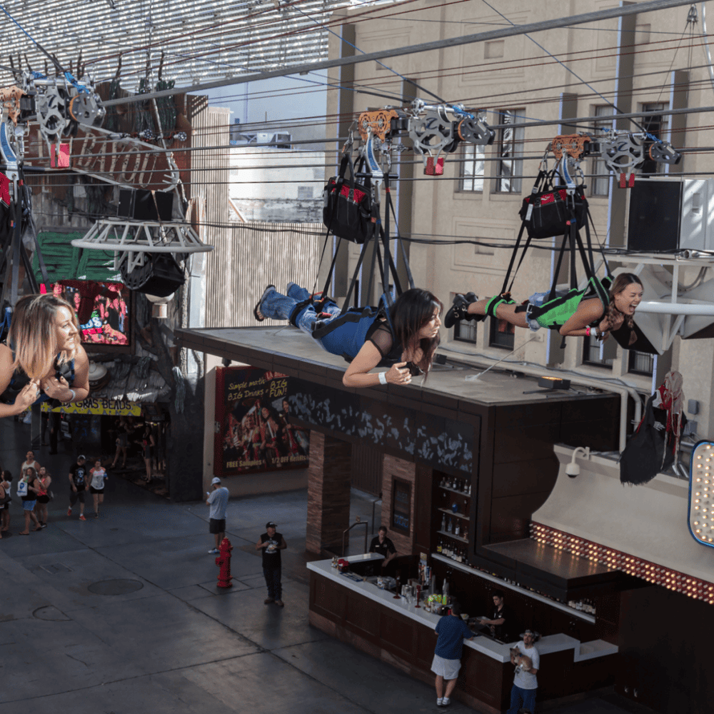 Zipline above Fremont Street