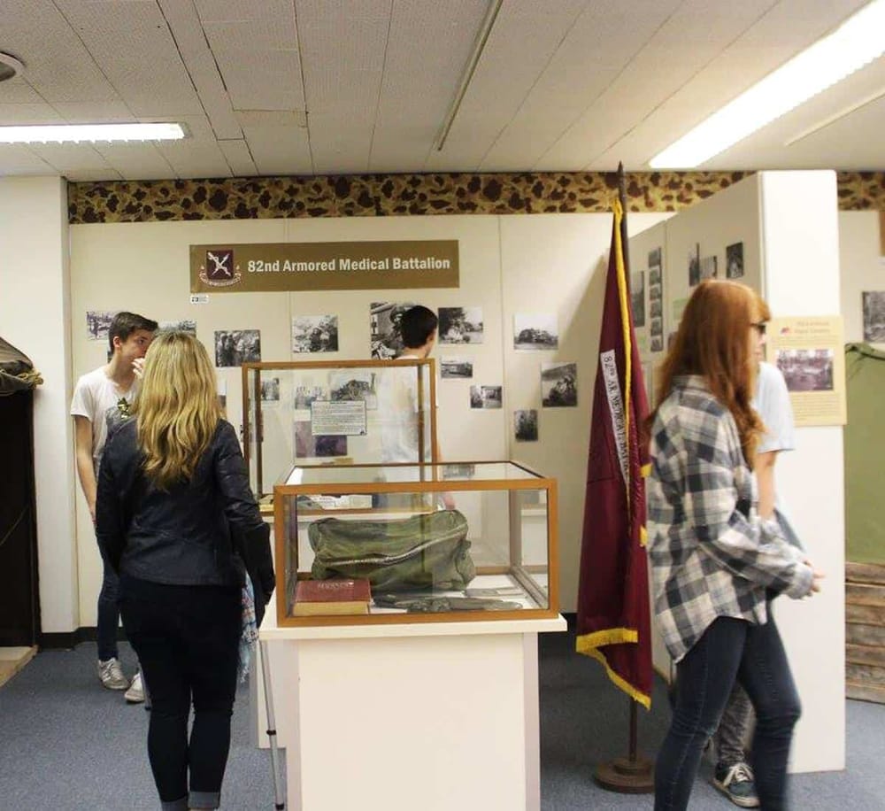 82nd Armored Medical Battalion history display at military museum.