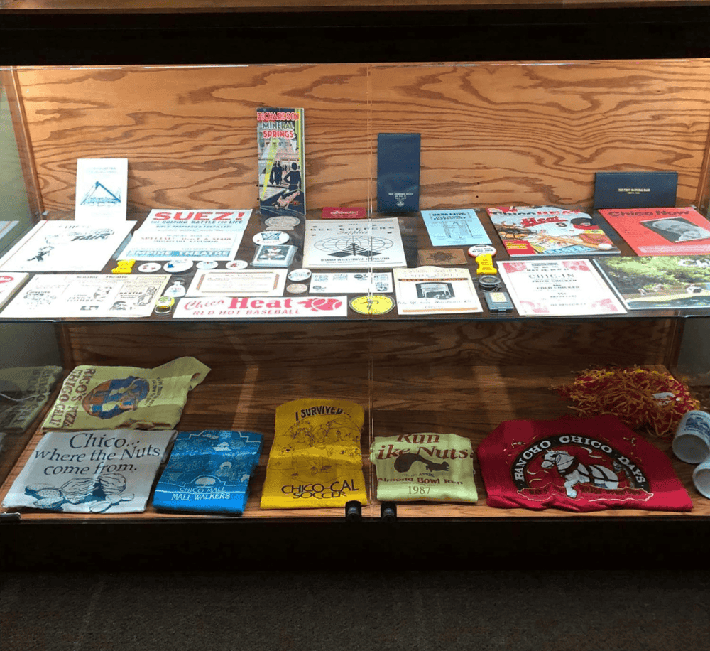 Unique display of Chico-themed memorabilia and local history artifacts at QuestForDirections.
