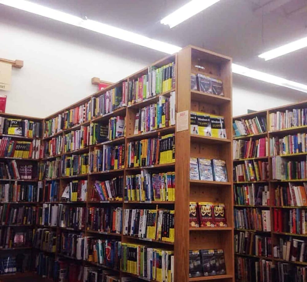 Extensive library shelves filled with diverse books, showcasing QuestForDirections' focus on educational resources and directions.