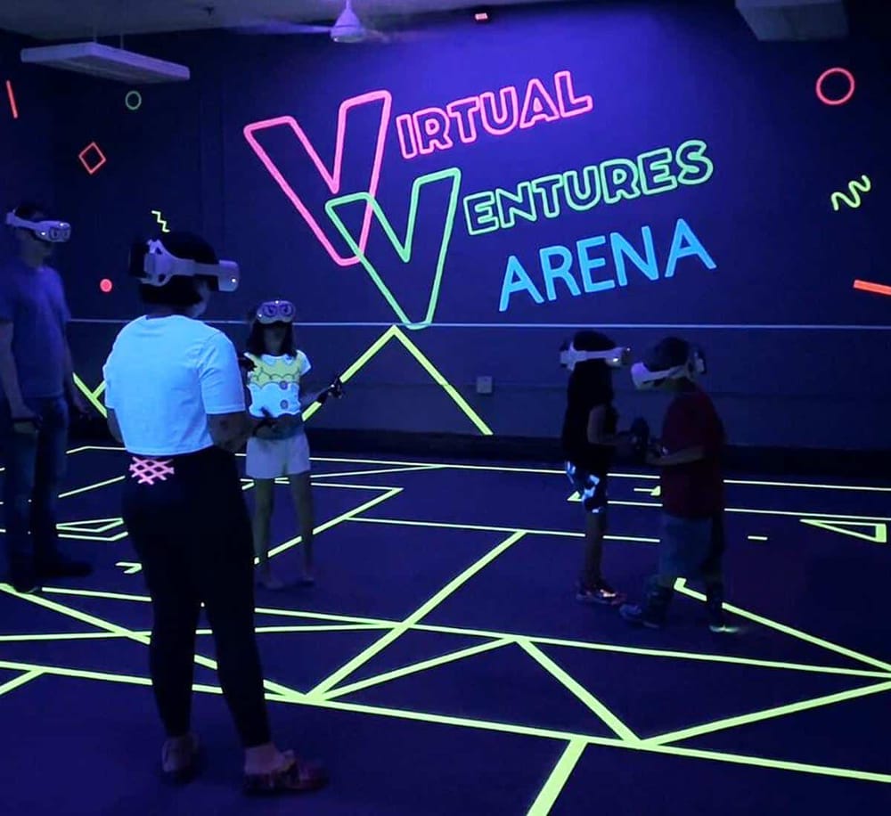 VR virtual ventures experience at QuestForDirections immersive VR arena for exciting virtual adventure games.