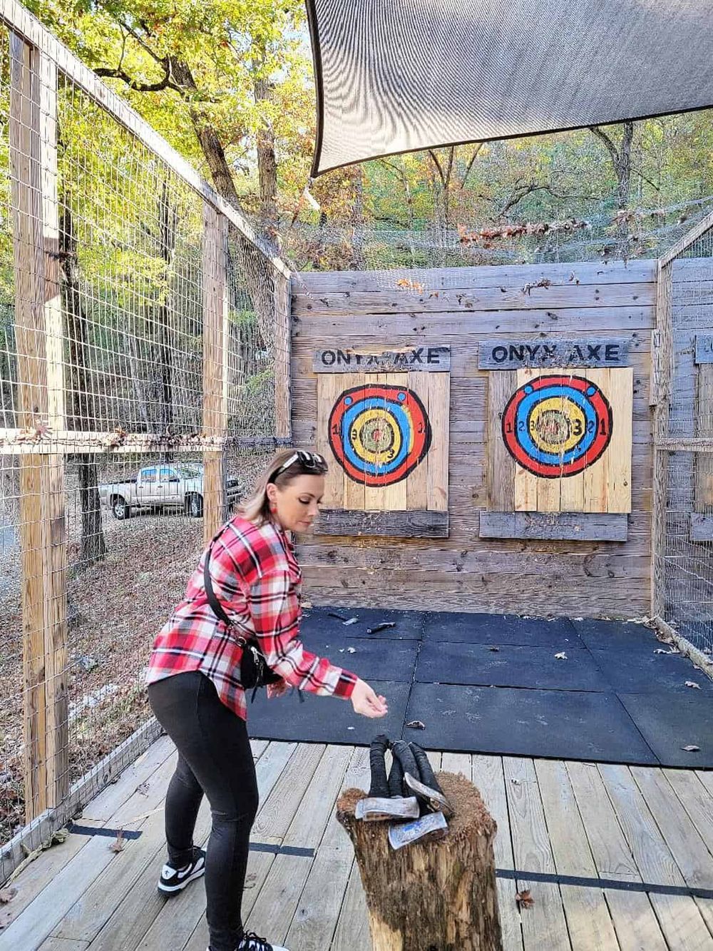 Target practice axe throwing outdoor activity at QuestForDirections.
