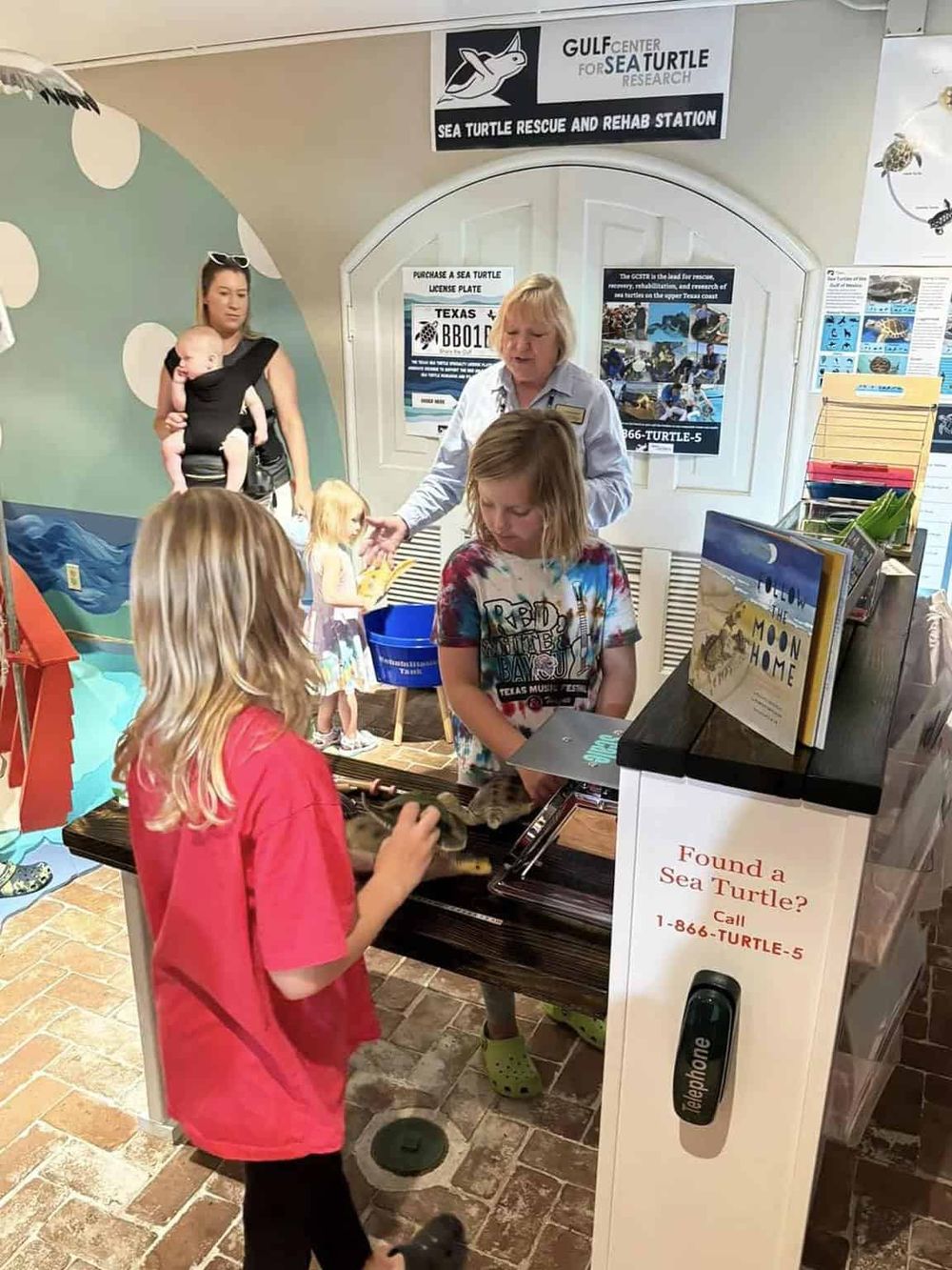 1. Children at Sea Turtle rescue and rehab station learning about sea turtle conservation.