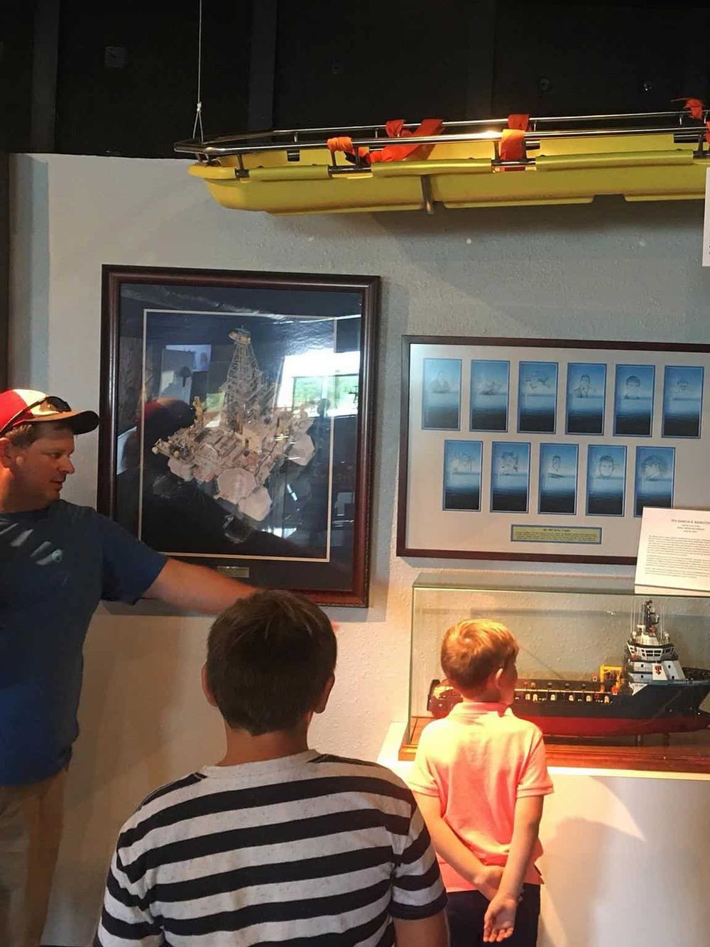 Explorer museum exhibit with ship models and educational display about maritime navigation.