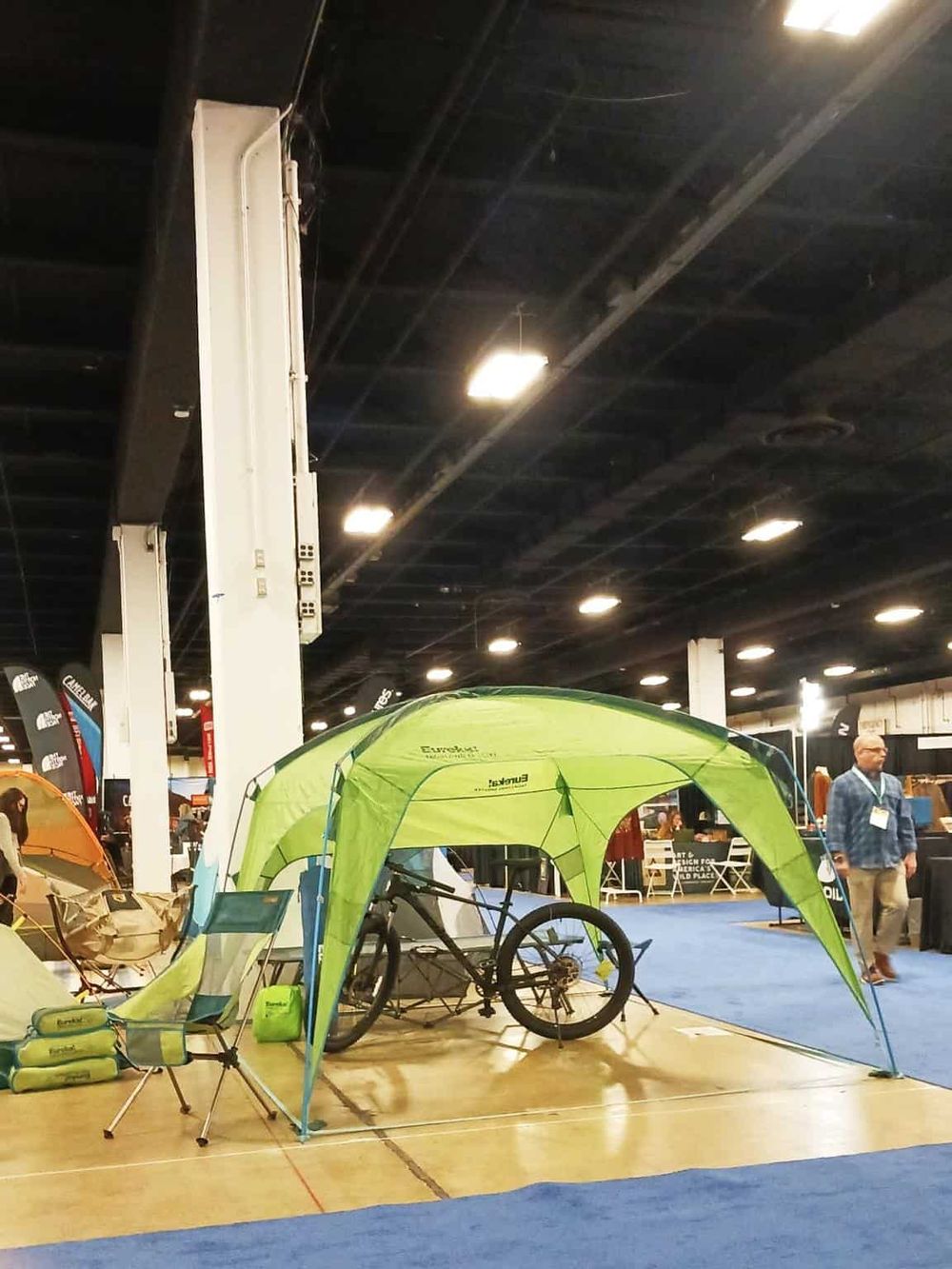 Portable camping tent shelter for outdoor adventure and gear display at Quest For Directions event.