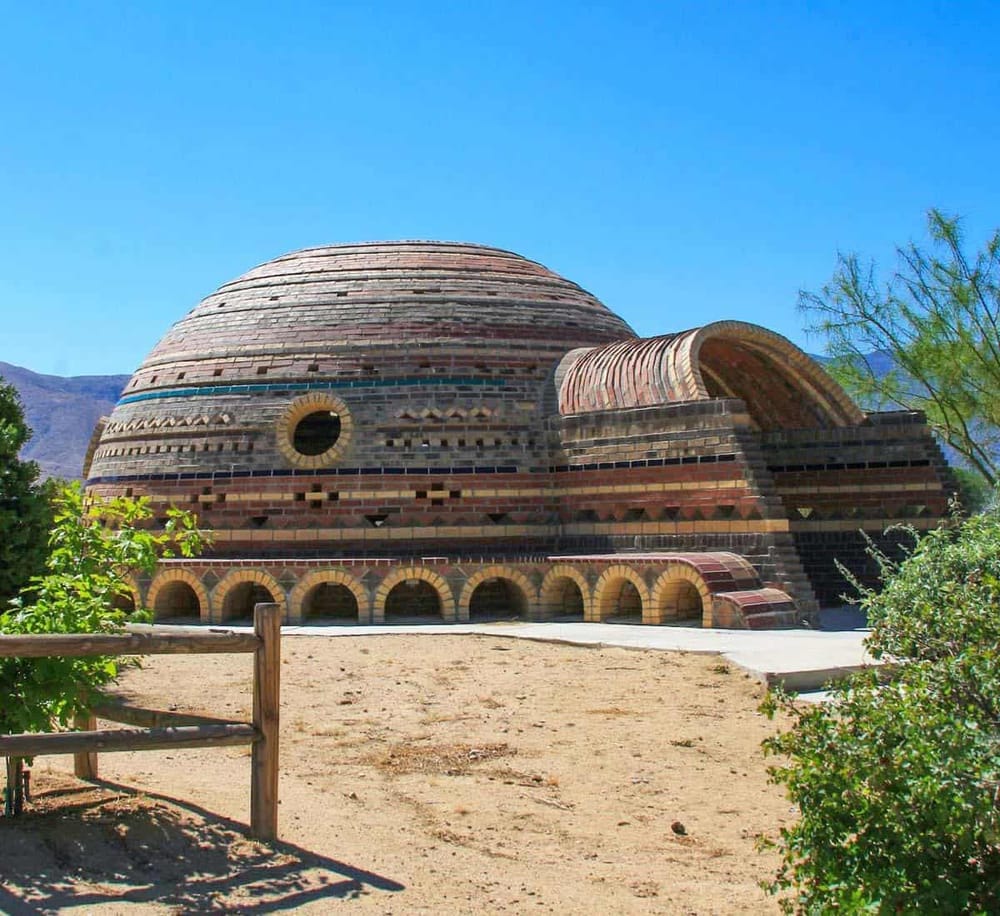 Historic geodesic dome building in Joshua Tree National Park, California.