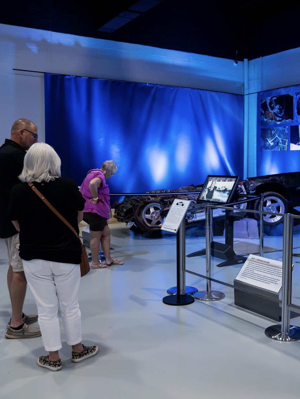 Wreckage display at the Museum of Transportation, exploring historic car accidents and automotive safety evolution.