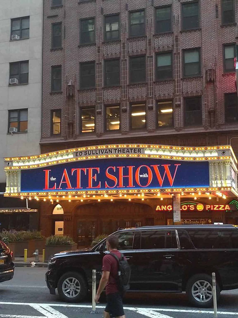 1. Historic theater marquee for The Late Show at Ed Sullivan Theater, NYC.