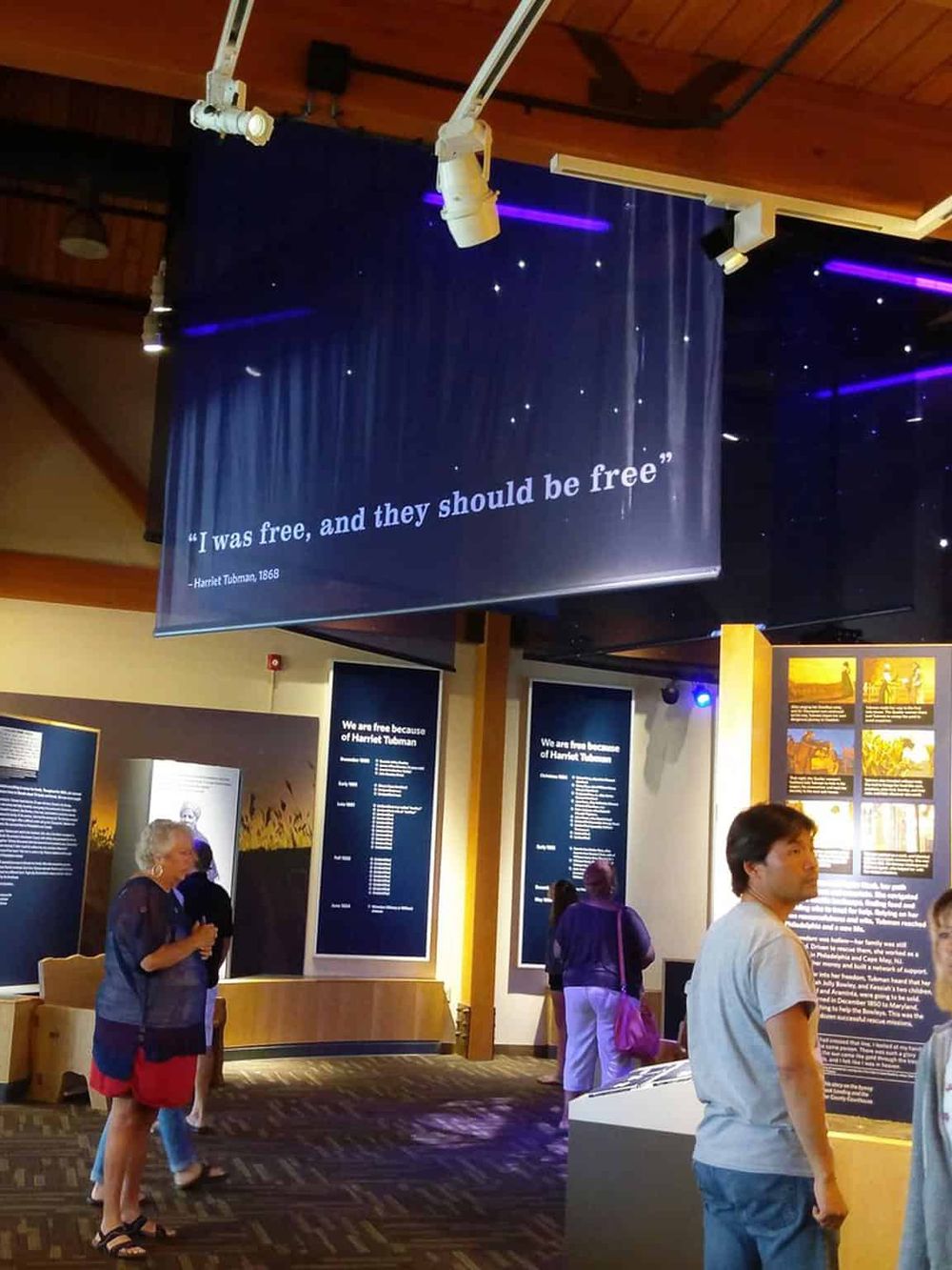 Inspirational quote display in a museum or exhibit on Harriet Tubman for education and historical learning.