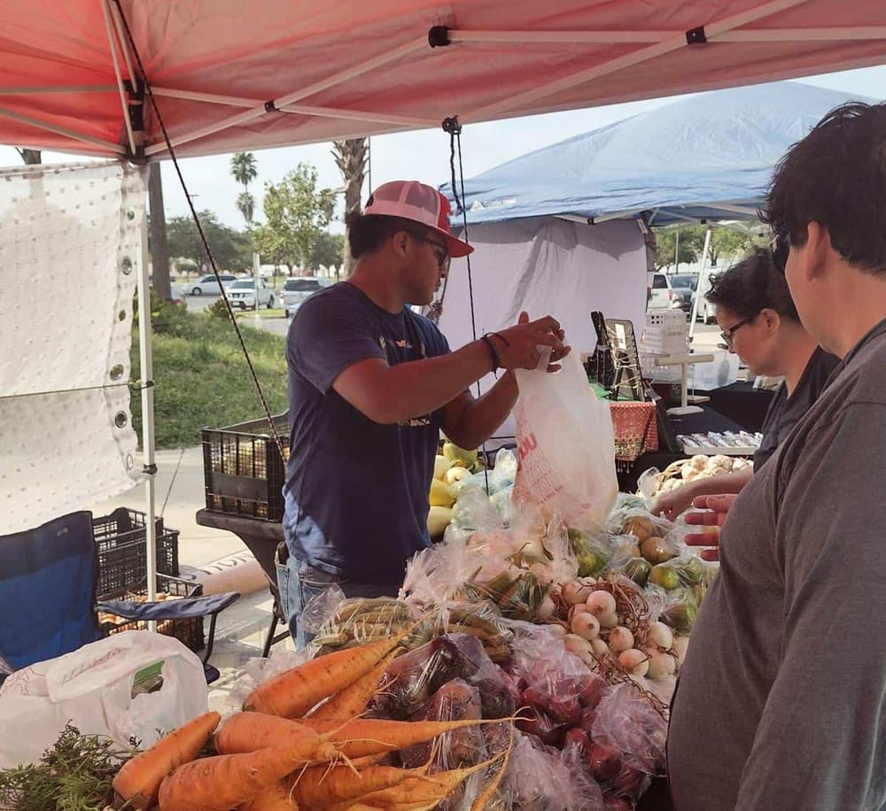 Fresh organic vegetables at a local farmer's market outdoor stand - farm-to-table shopping experience.