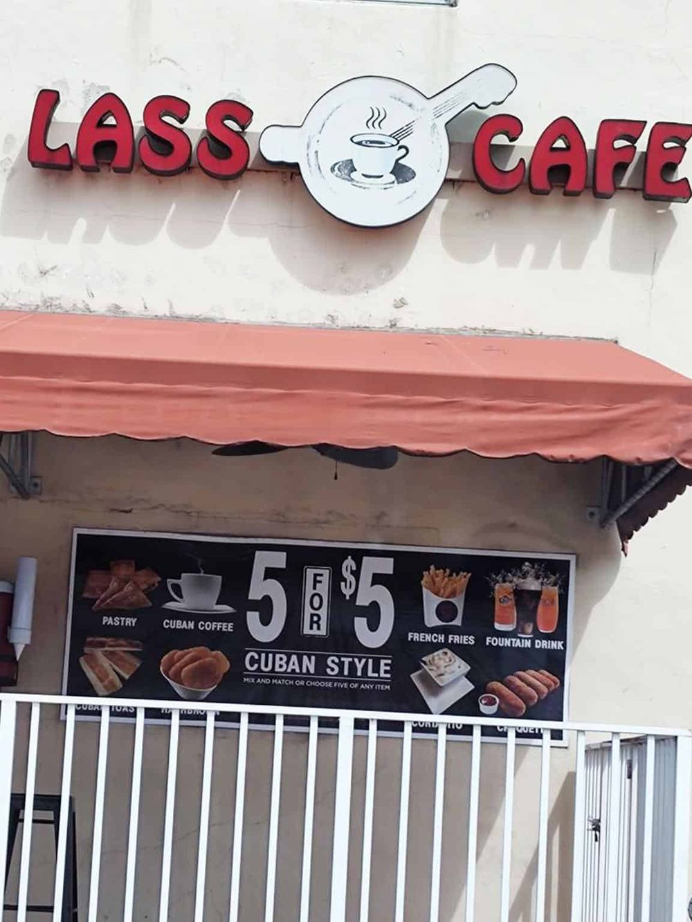 Fresh Cuban coffee, pastries, and French fries at LASS CAFE - Affordable $5 deals, great for breakfast or lunch.