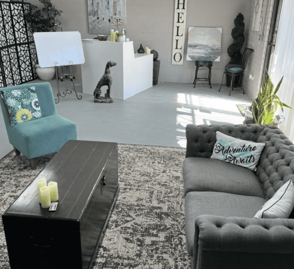 Cozy modern living room with stylish furniture and decorative accents for welcoming atmosphere.