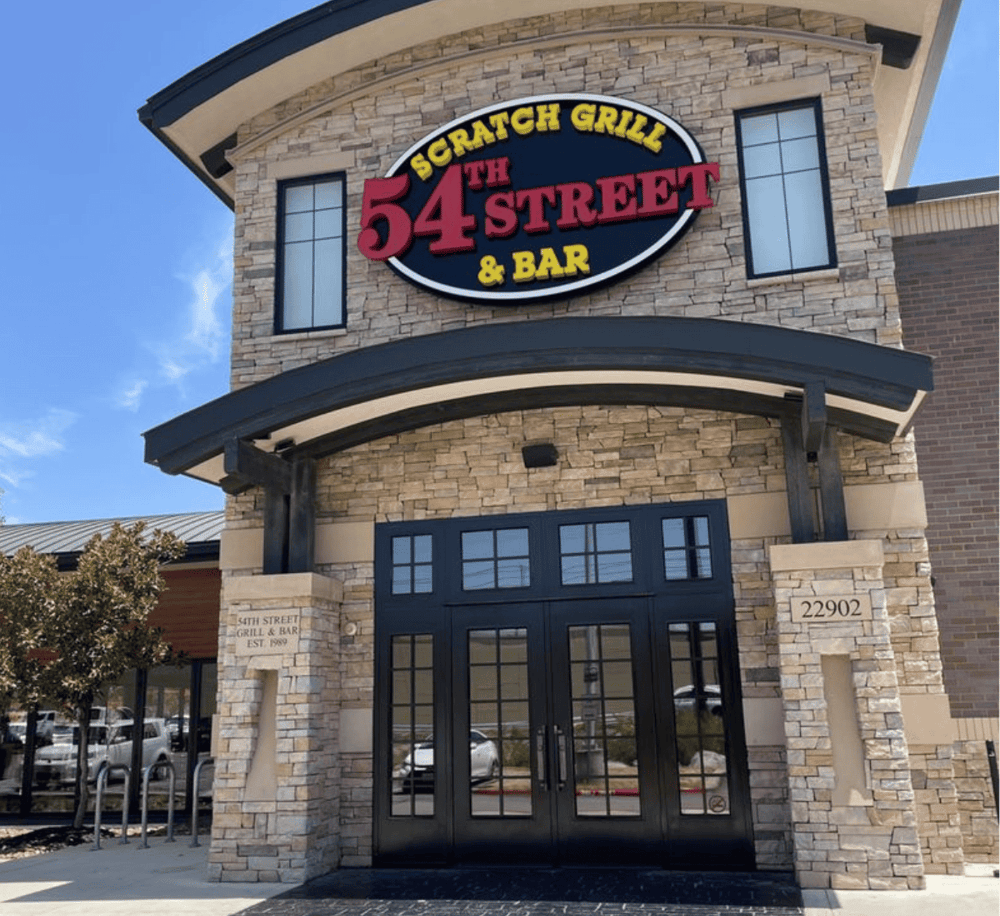 Historic 54th Street Grill & Bar located in QuestForDirections shopping center, featuring inviting exterior and modern signage.