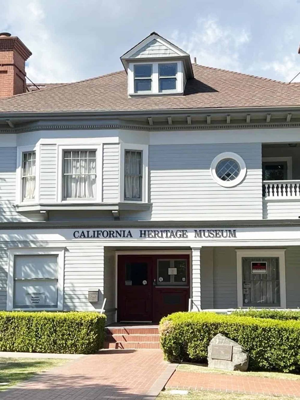 Vintage California Heritage Museum building and exterior in historic district.