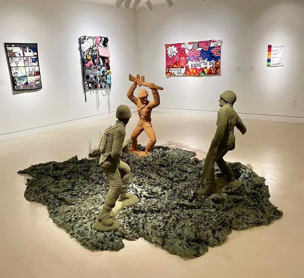 Colorful art installation depicting a story of exploration and adventure at QuestForDirections exhibit.