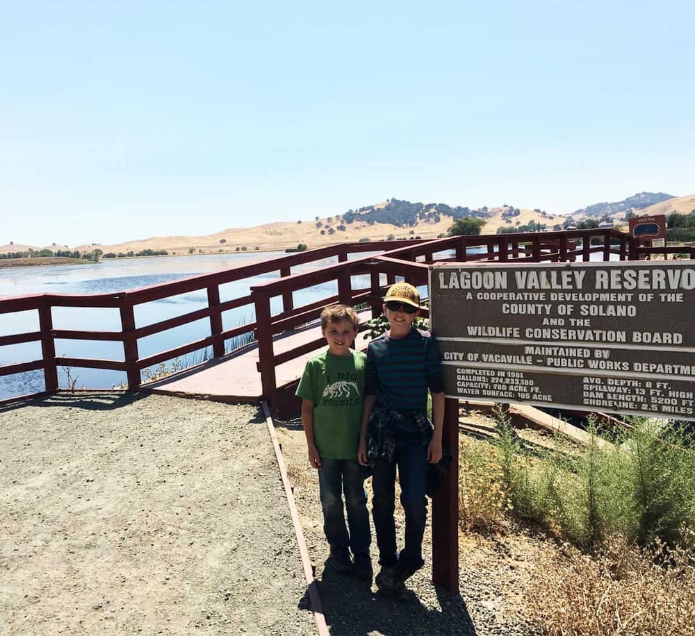 Kids enjoying at Lagoon Valley Reservoir wildlife conservation area, California.