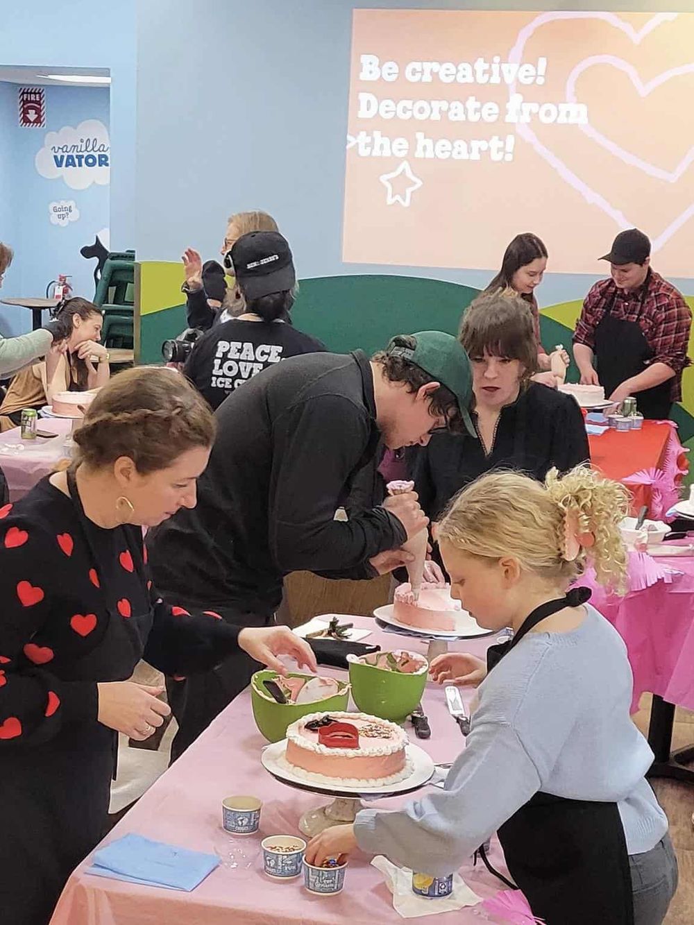 Colorful cake decorating class for kids and adults, creative art activity at QuestForDirections.