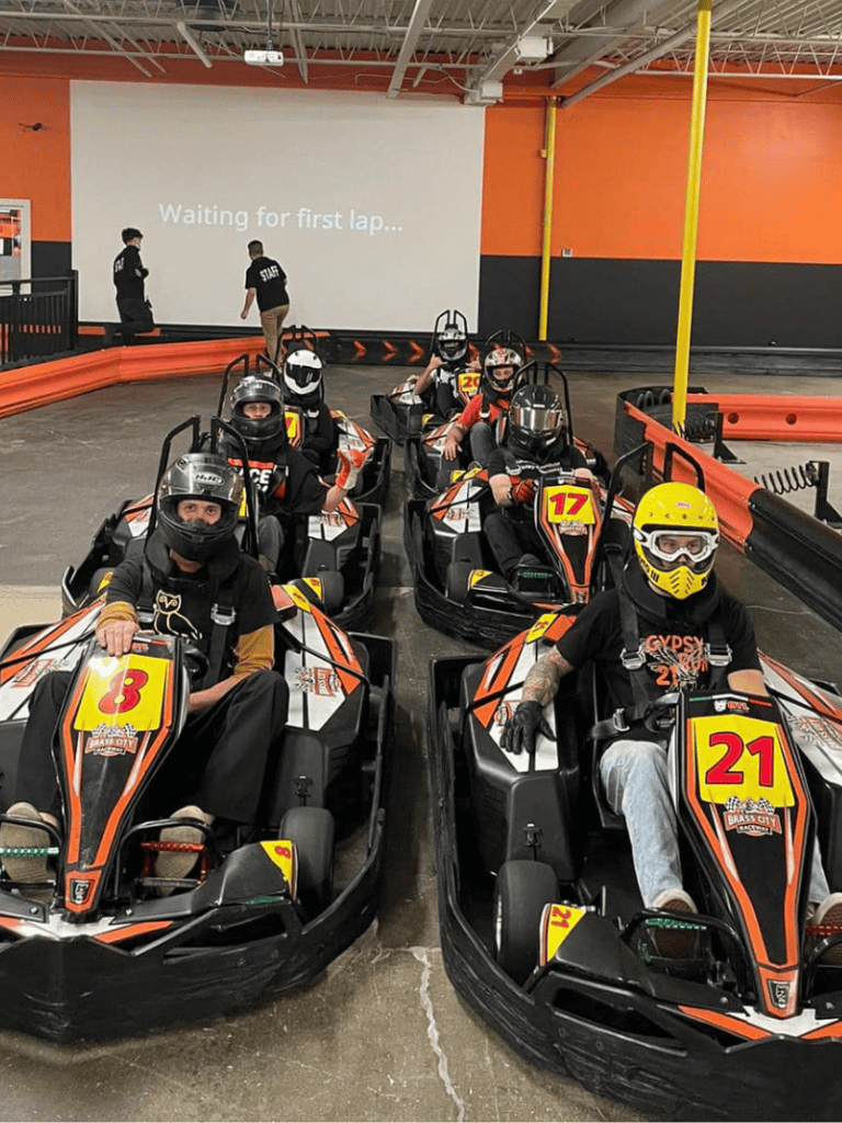 1. Indoor go-kart racing at QuestForDirections with professional drivers and high-speed tracks.
