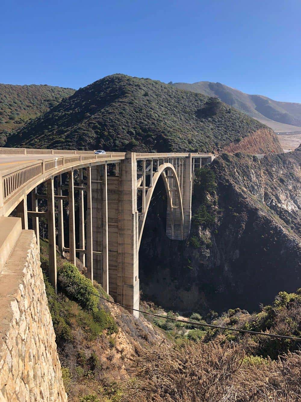 Overlooking the Bixby Creek Bridge on scenic California coast, perfect for travel navigation and exploration.