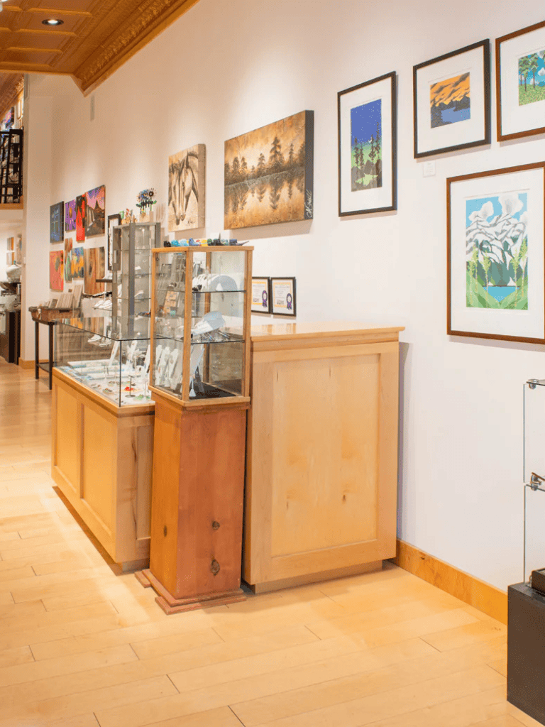 Colorful artwork gallery at QuestForDirections art studio and gift shop.