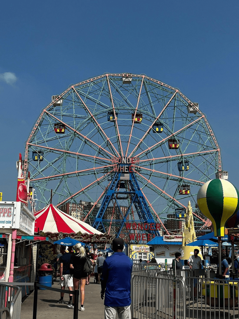 Ferris wheel at amusement park, family fun, outdoor entertainment, scenic views, ride attraction, popular destination, QuestForDirections.