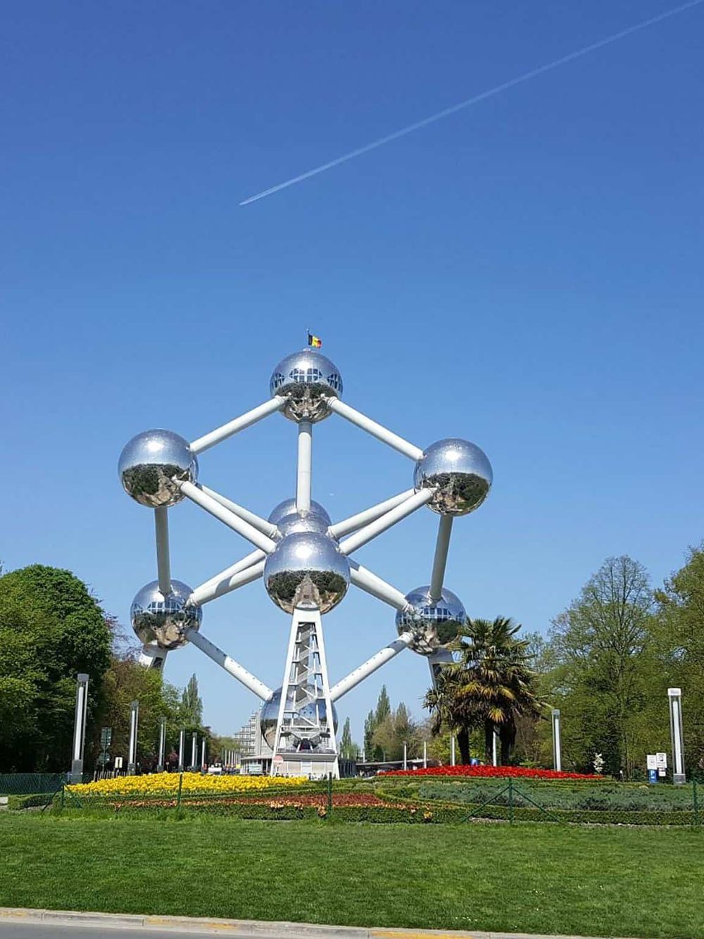 Iconic Atomium structure in Brussels, Belgium, symbolizing innovation and science. Perfect for exploring travel and cultural destinations.