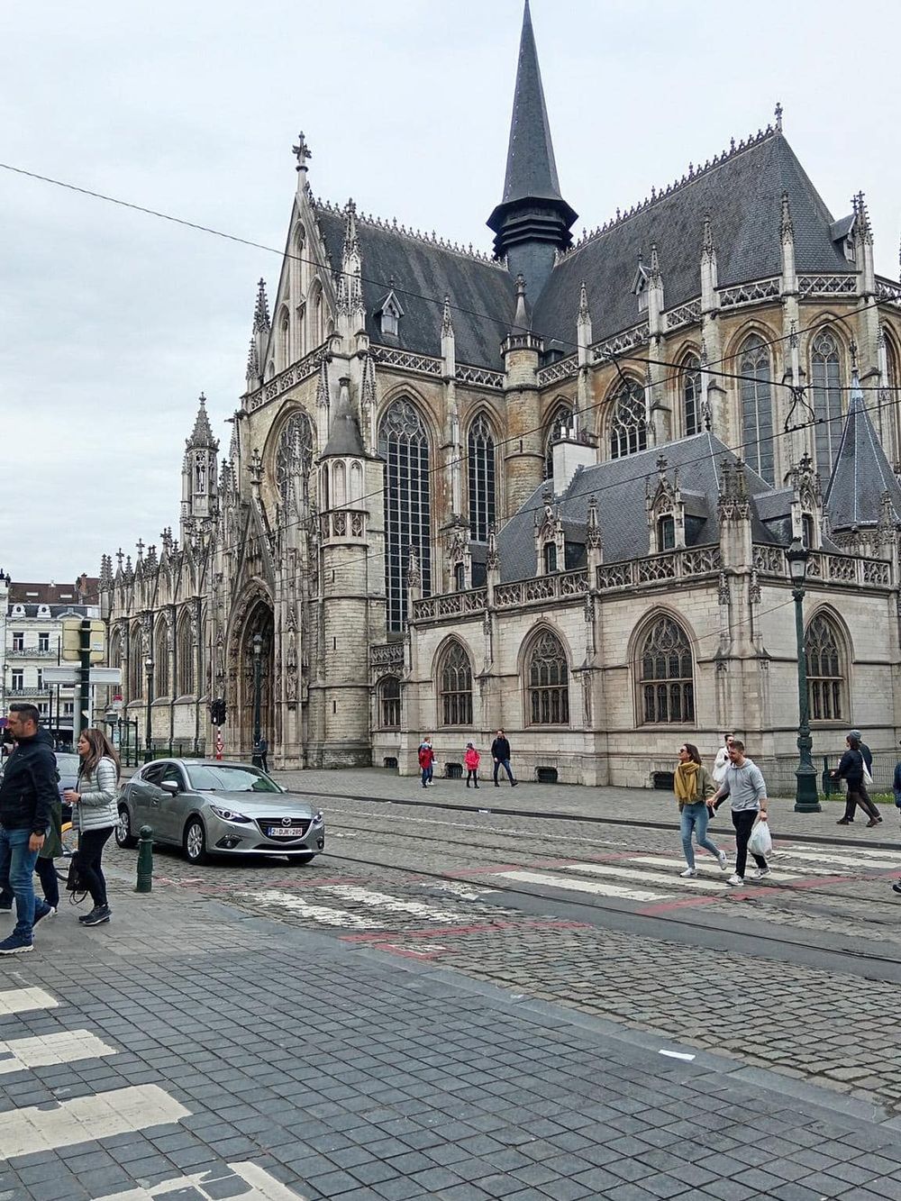 Gothic cathedral in Brussels, Belgium, featuring intricate architecture and historic design.