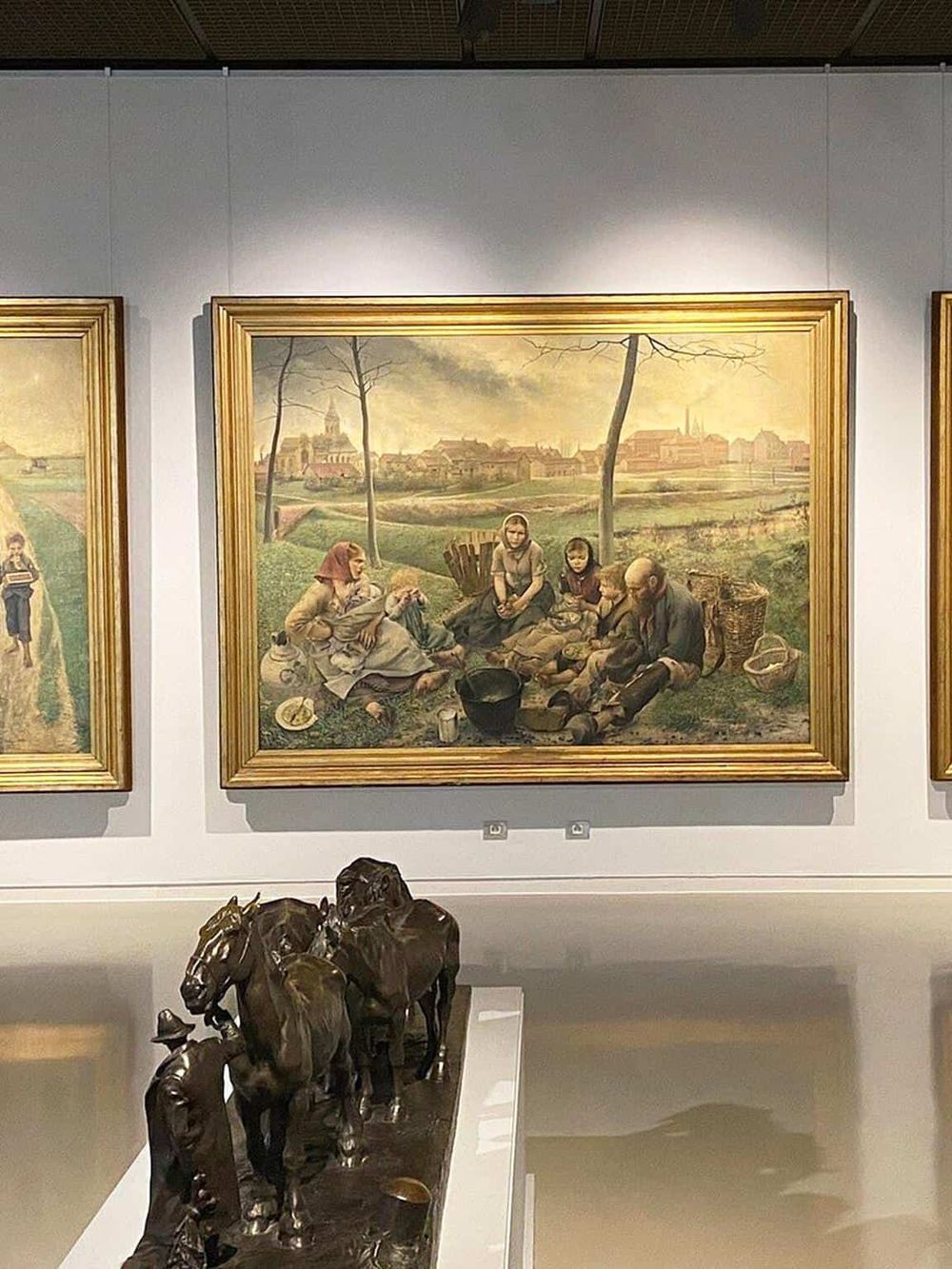 Vintage family picnic painting at QuestForDirections art exhibit.