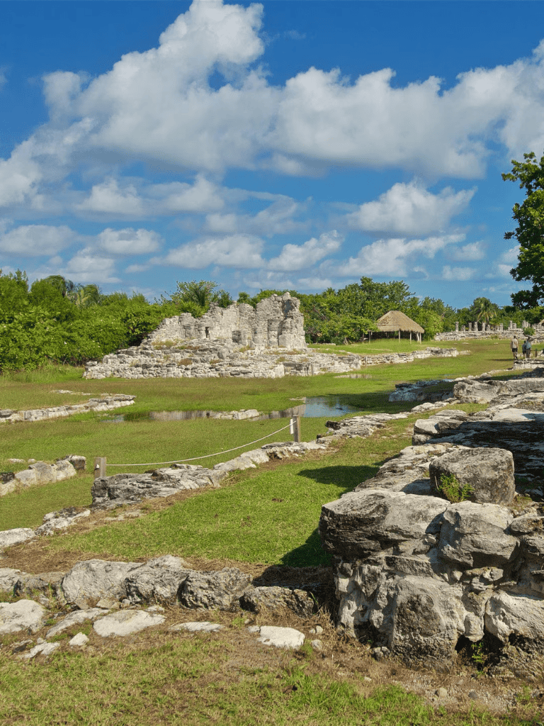 Ancient Mayan ruins at Chichen Itza archaeological site in Mexico.
