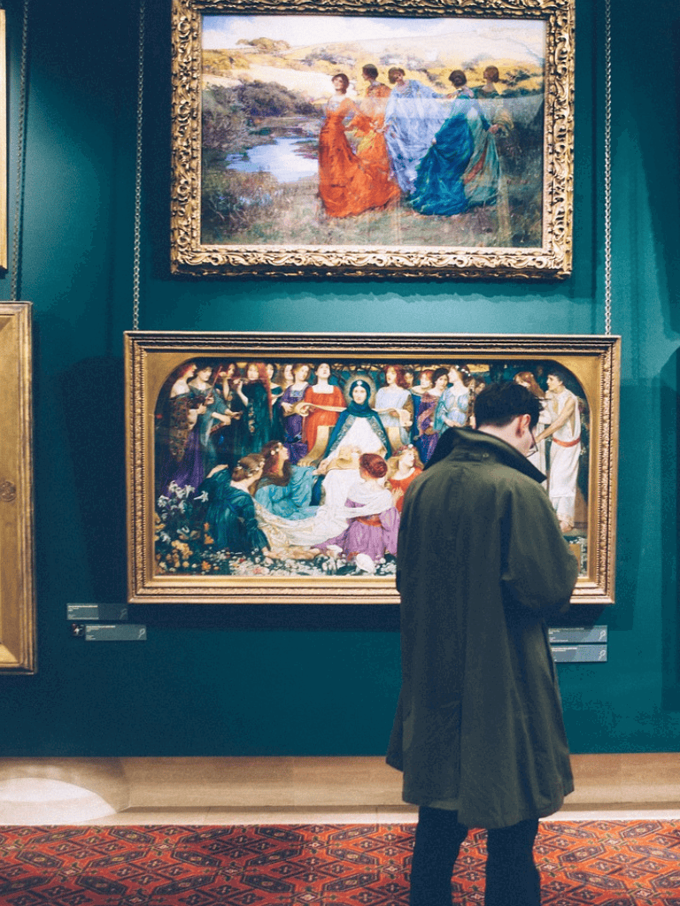 Elegant art gallery featuring classic paintings at QuestForDirections museum.