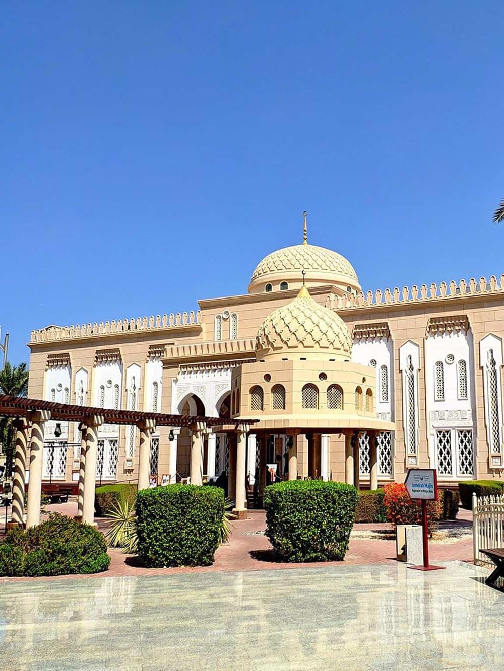 Stunning view of an architectural building with domes, inspired by Middle Eastern design.