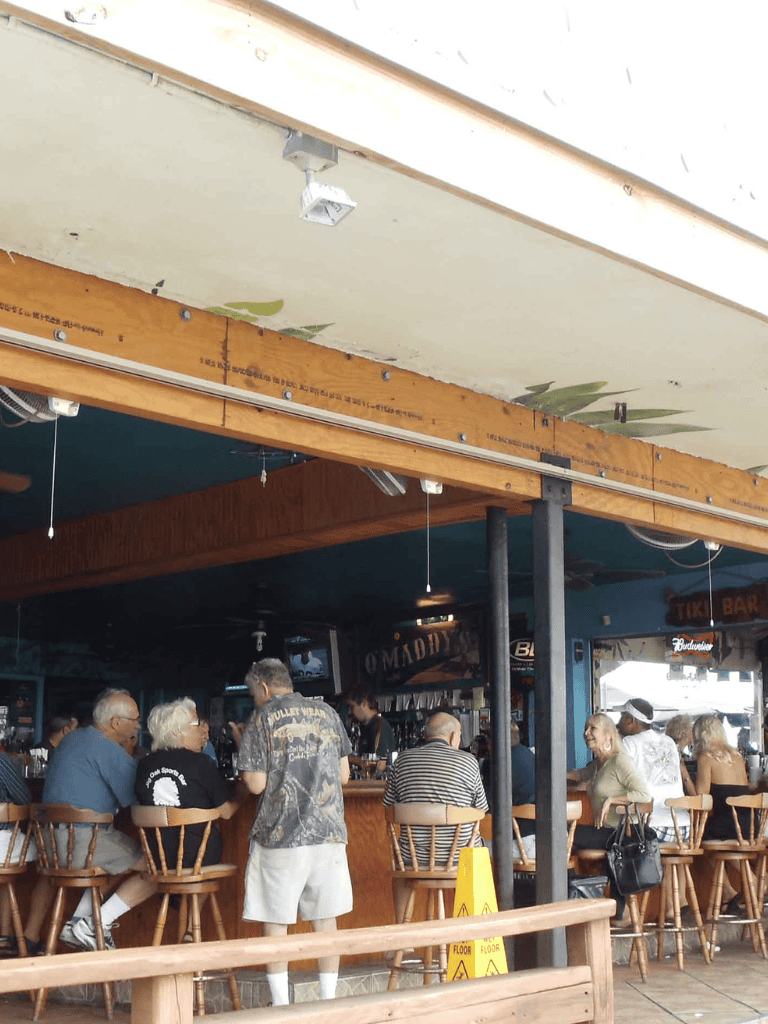 Outdoor bar scene with patrons enjoying drinks at QuestForDirections venue.