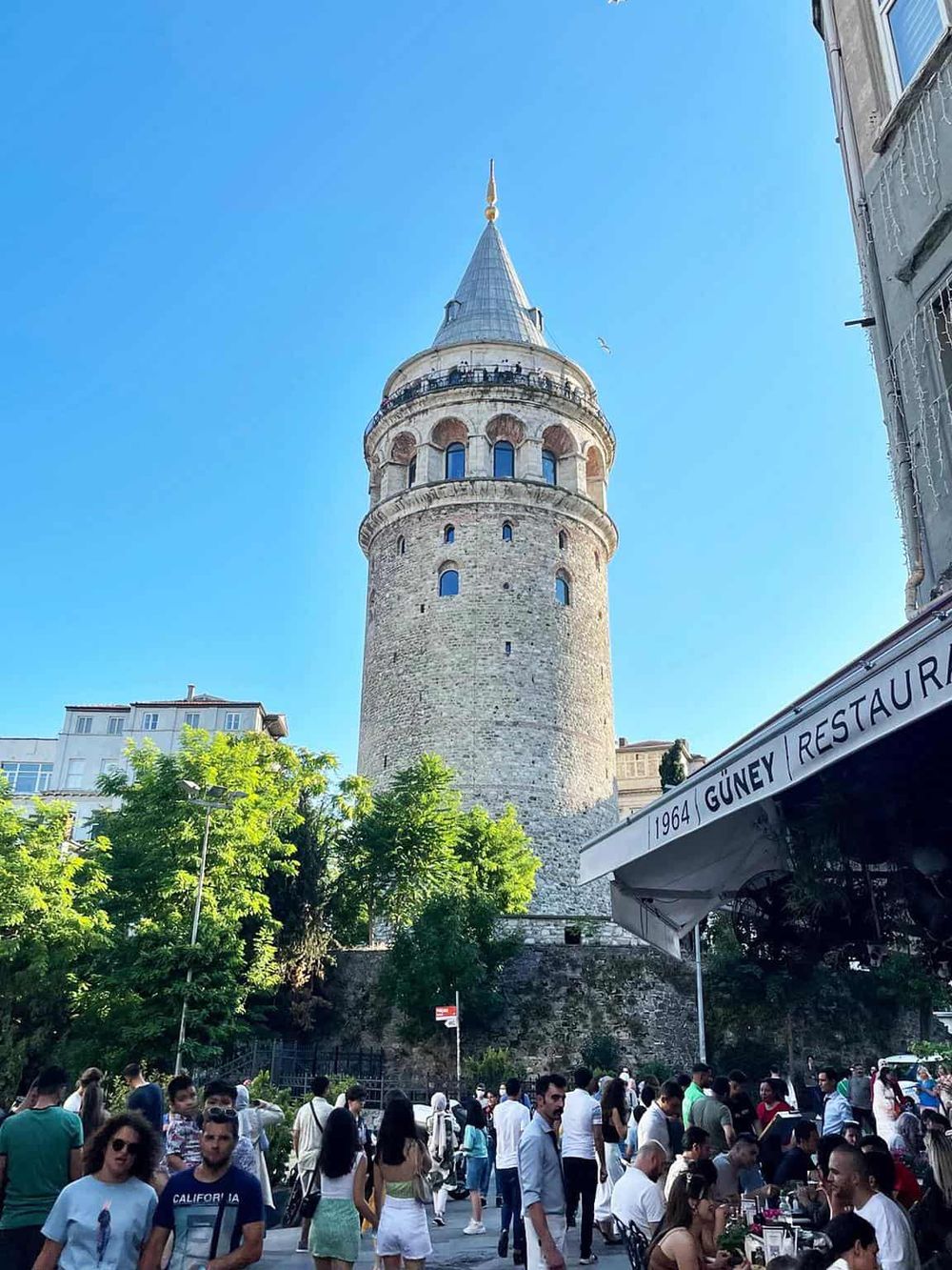 Historic Galata Tower in Istanbul, popular tourist attraction for sightseeing and city views.