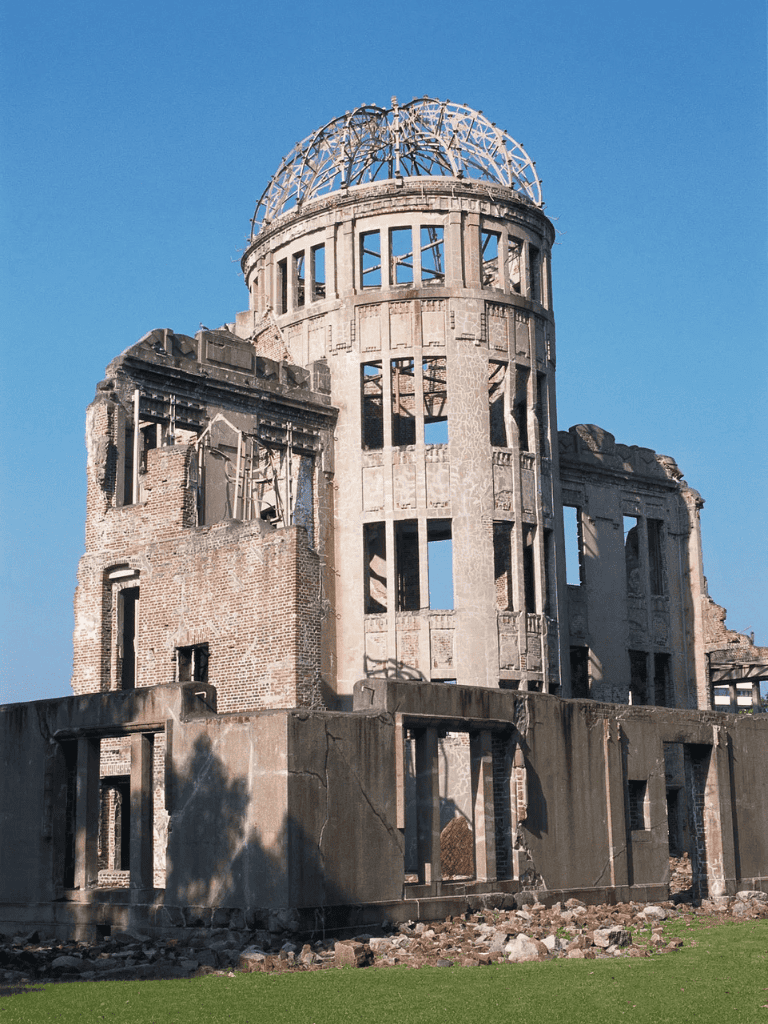 Ruins of the Hiroshima Peace Memorial, also known as the Atomic Bomb Dome, a UNESCO World Heritage site.