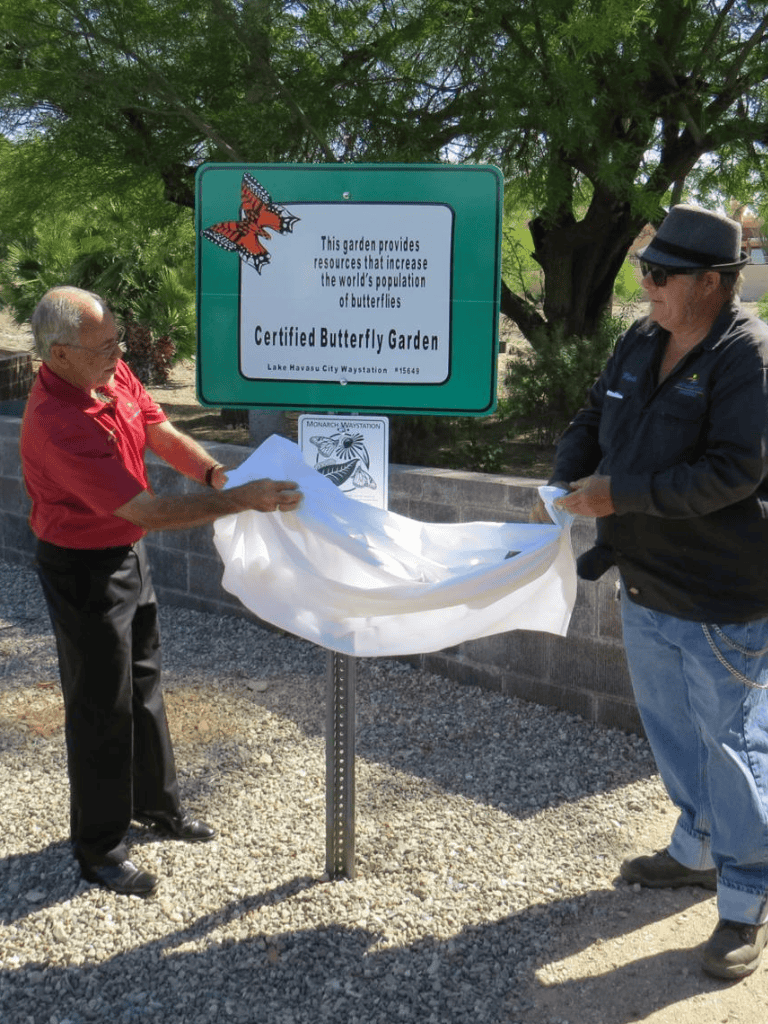 Butterfly garden dedication ceremony at Lake Havasu City, promoting butterfly conservation.