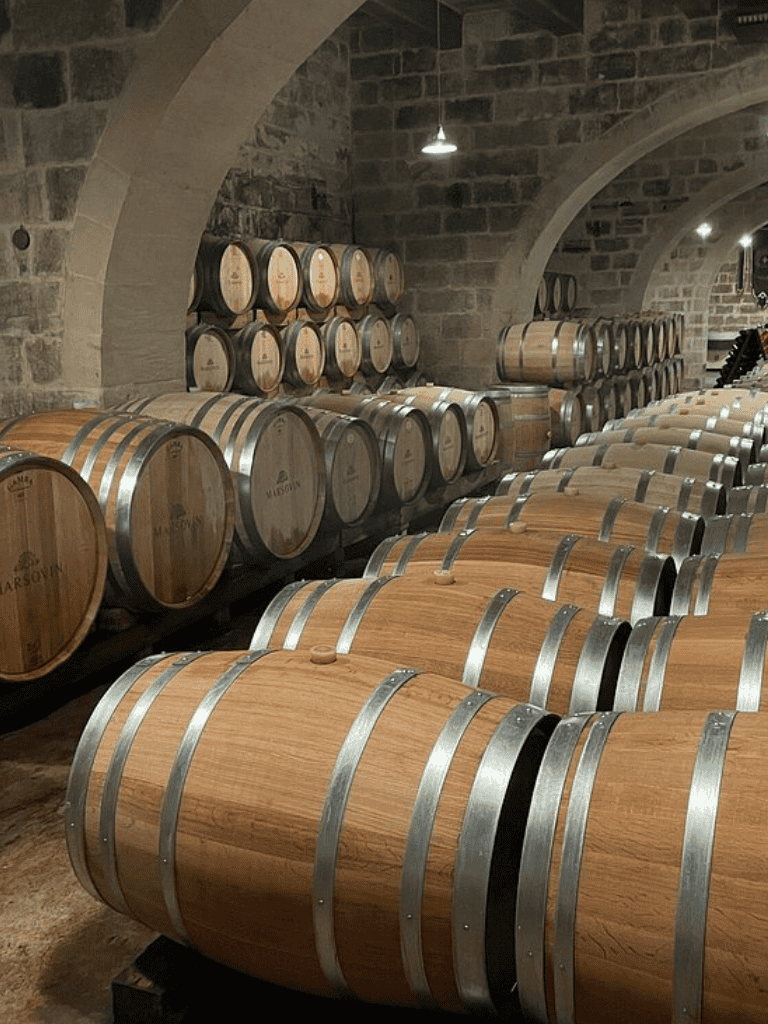 Aged wine barrels in a cellar for wine storage at QuestForDirections.