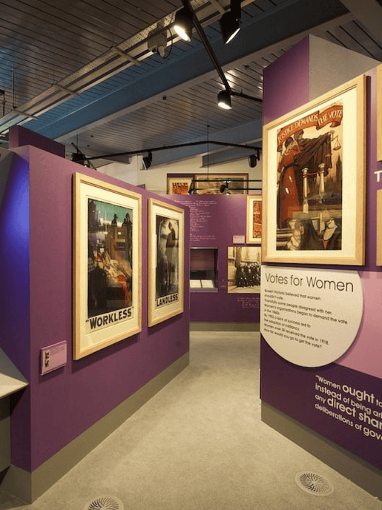Women’s voting rights display at Quest For Directions exhibits historical moments of women empowering themselves politically.