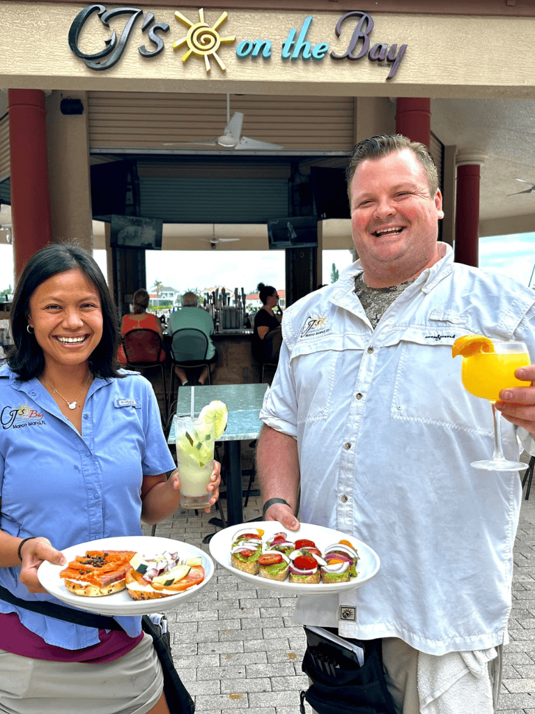 Fresh seafood and cocktails at G's on the Bay, a popular waterfront restaurant and bar in Destin, FL.