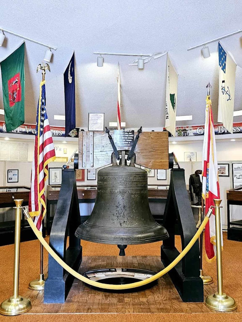Historic Liberty Bell display at the US Independence Hall, representing American history and freedom.