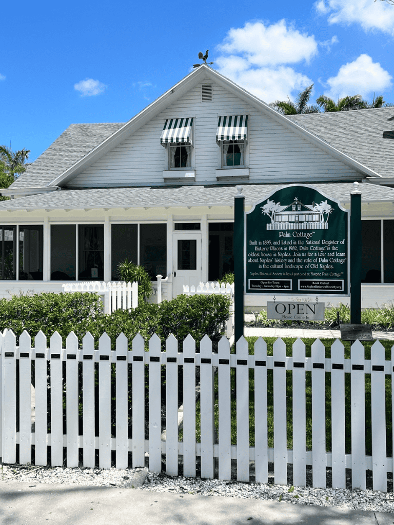 Old Naples historic house and Palm Cottage museum, guided tours available, Palm Cottage history and cultural significance.