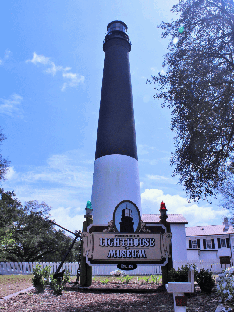 Lighthouse at Pensacola Lighthouse Museum, historical site and top tourist attraction in Florida.