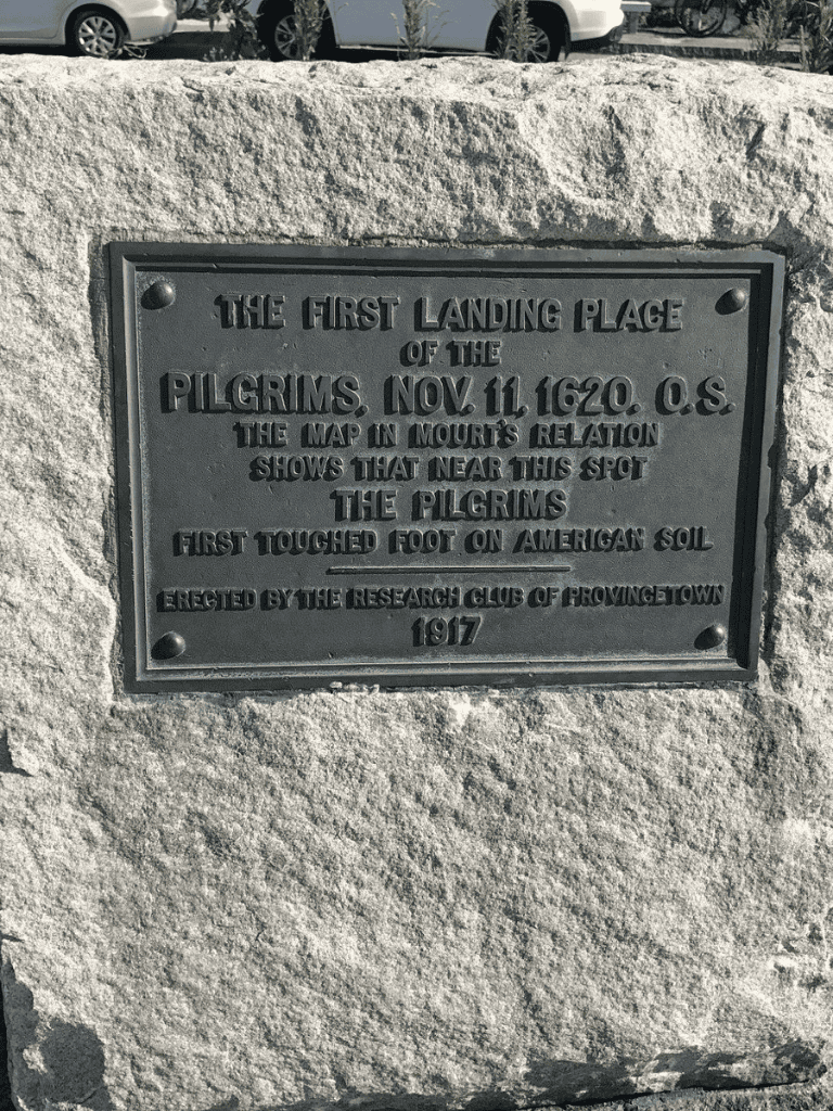 1. Historic plaque marking the first landing of pilgrims in America on November 11, 1620.