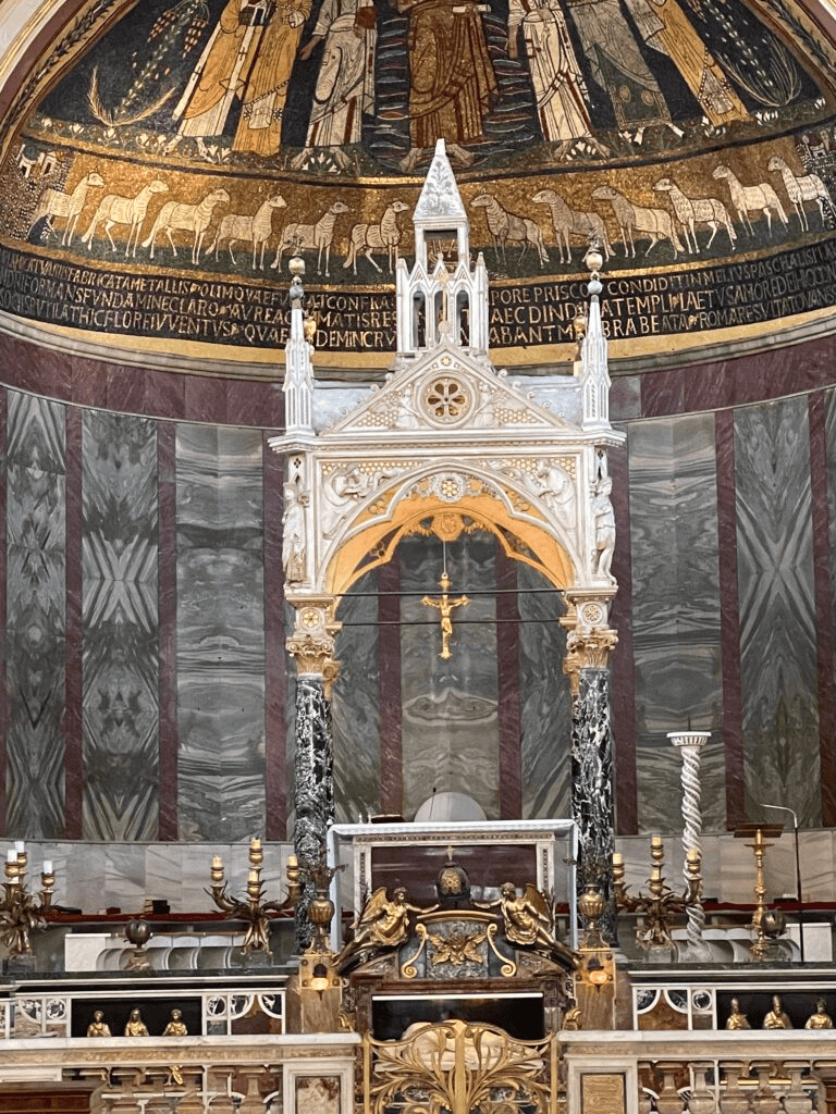 Intricate church altar with gold accents and Gothic architecture, located at QuestForDirections.
