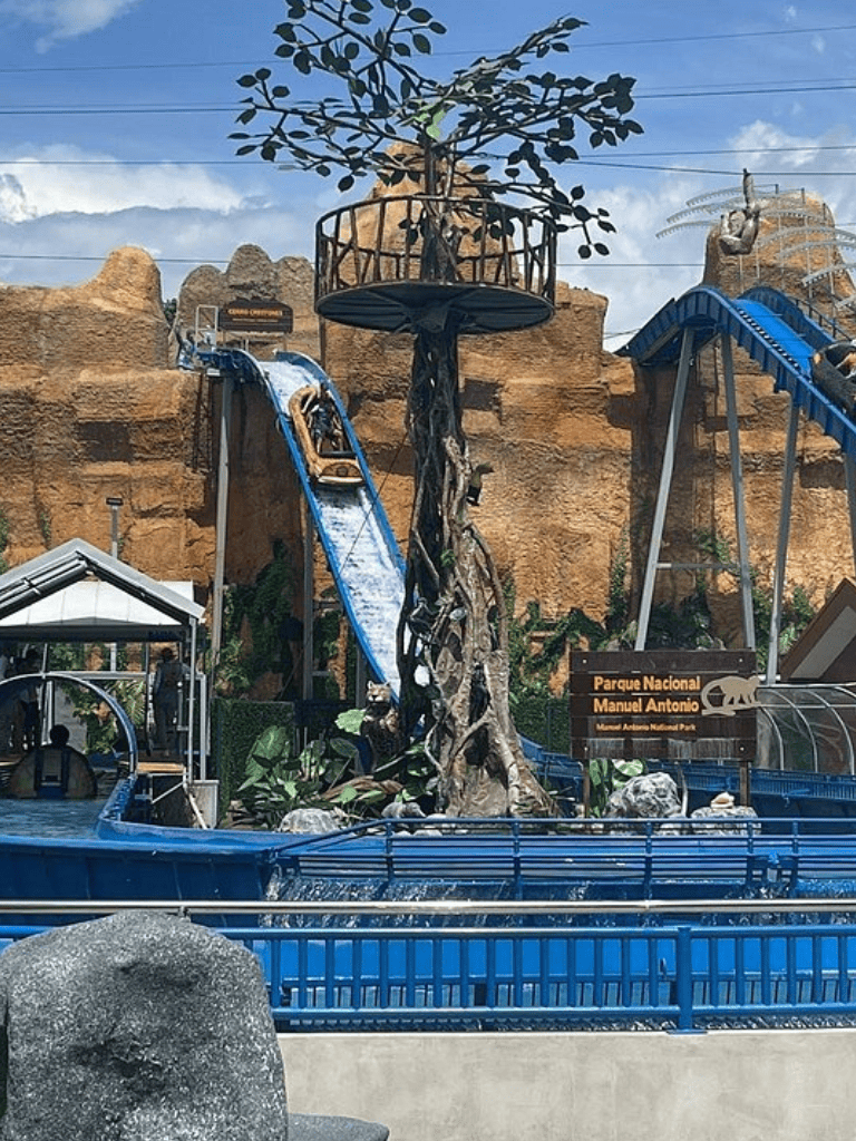 Colorful water park rides at Manuel Antonio National Park in Costa Rica.